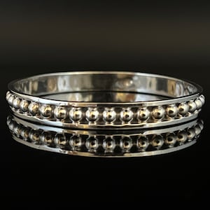 Ball Pattern Silver Bangle - 925 Sterling Silver - Oxidized - 12mm Wide