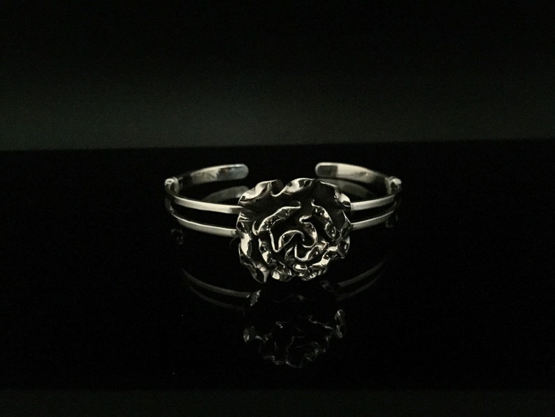 Flower Bracelet Flower Cuff Sterling Rose Cuff Silver Rose Cuff Silver Cuffs Rose Cuff 925 Sterling Silver