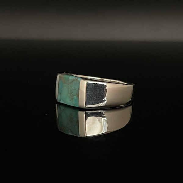 Chevalière turquoise carrée // Argent sterling 925 // Tailles 7 à 12 disponibles // Bague pour homme turquoise