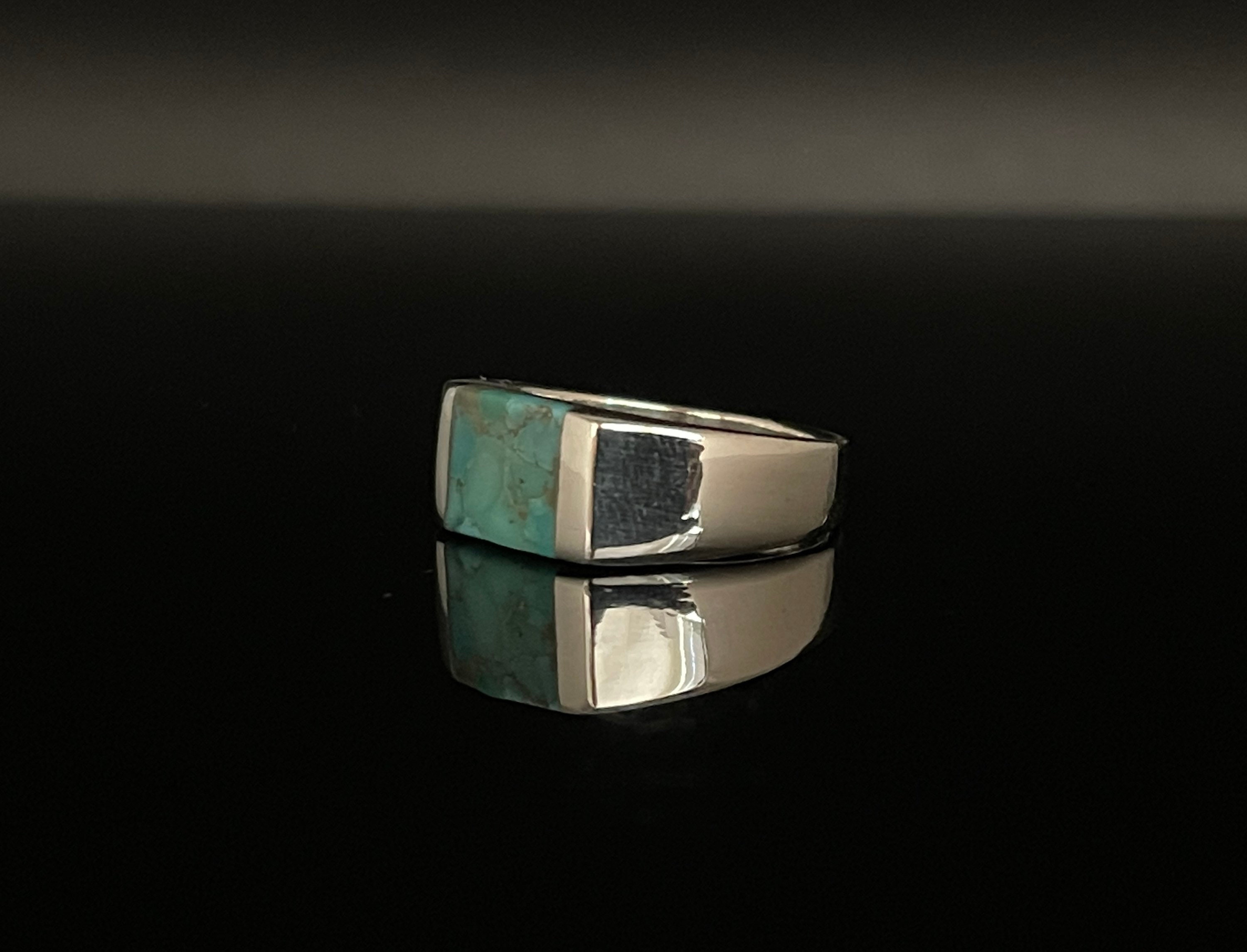 Squared Turquoise Signet Ring // 925 Sterling Silver
