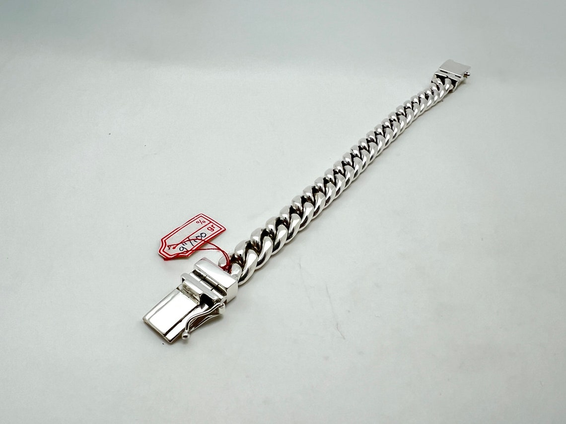 Jb Long 04 New Sterling Silver Heavy 9mm Curb Chain Gents Id Plate Bracelet main image 1