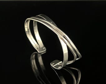 Handgemachte Abstrakte Sterling Silber Manschette Armband