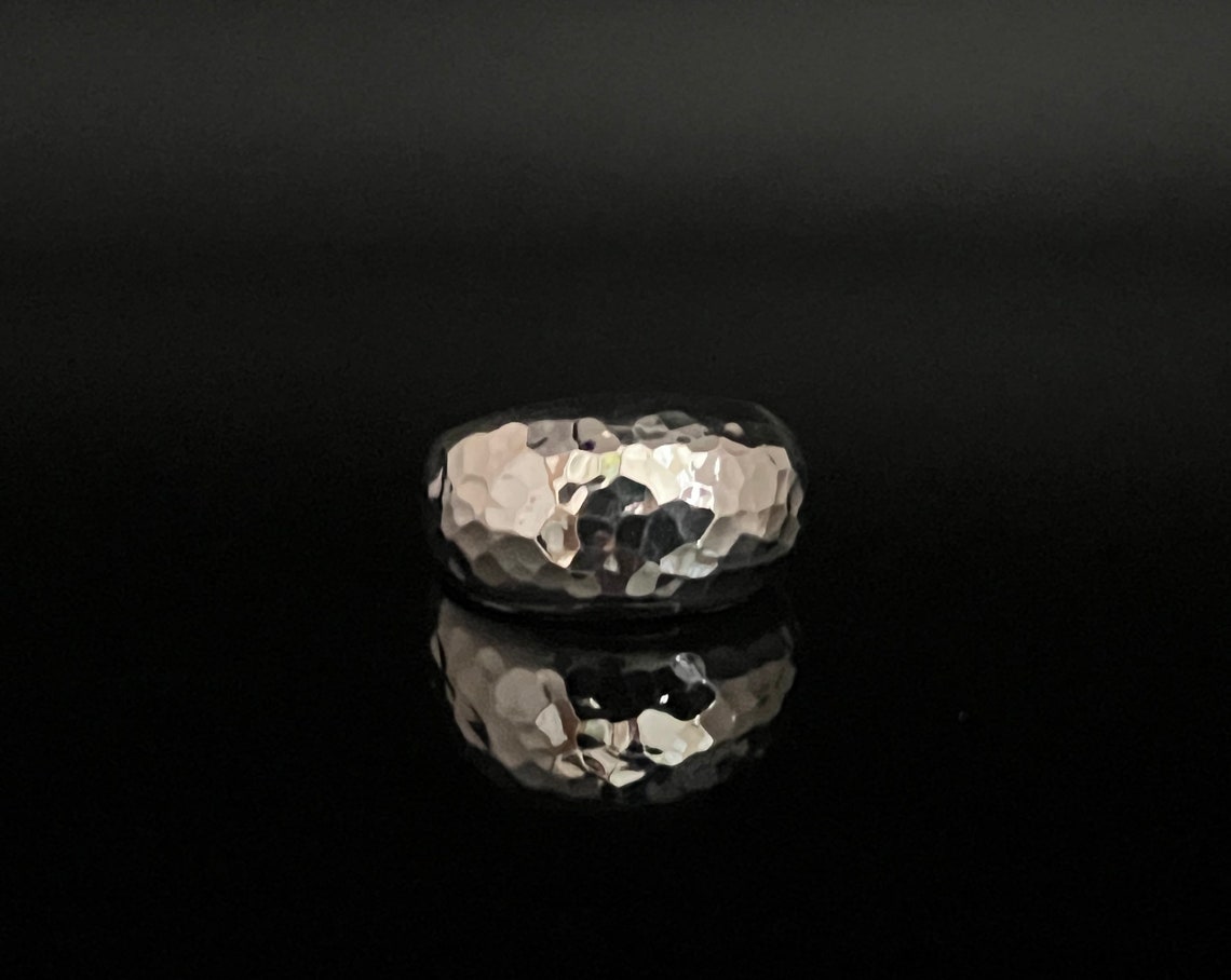 Handmade Hammered Sterling Silver Dome Ring - Etsy