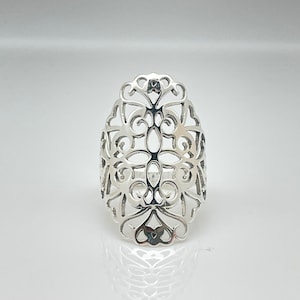 Filigree Silver Ring // 925 Sterling Silver // Silver Scroll Ring imagem 7