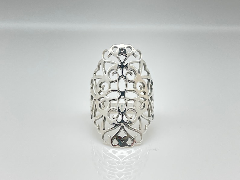 Filigree Silver Ring // 925 Sterling Silver // Silver Scroll Ring image 7