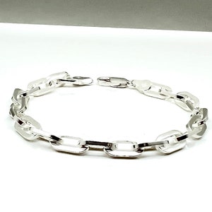 Paper Clip Style Silver Bracelet // 925 Sterling Silver // 8 Inches Length // Forzatina Link Bracelet