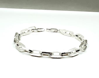 Bracciale in argento sterling con graffetta - Maglia Forzatina, 8 pollici