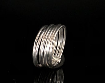 Seven Band Silver Ring // 7 Day Silver Ring // Multi Band Sterling Ring // Sterling Silver