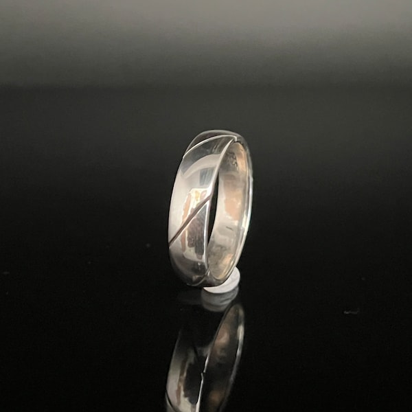 Mens Lines Silver Band Ring // 925 Sterling Silver // 6mm Men's Silver Band Ring // Size 10 to 13