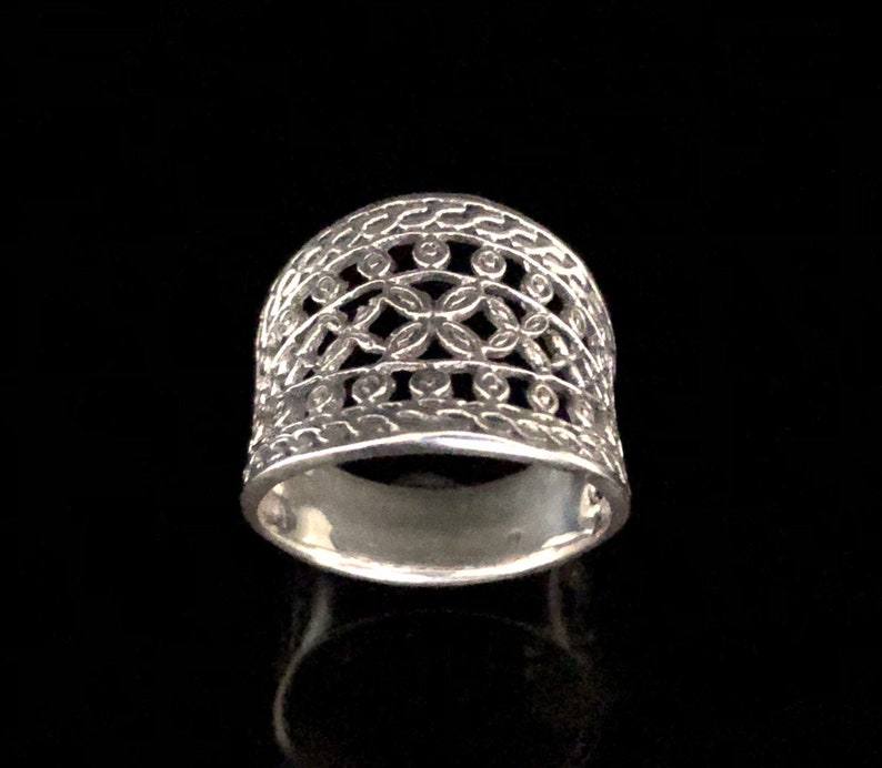 Etched Silver Ring Detailed Silver Ring Filigree Silver Ring Sterling Silver