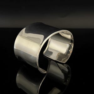 Wide Silver Cuff Bracelet -- 925 Sterling Silver - Handmade