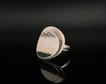 Hammered Disk Statement Ring // 925 Sterling Silver // Handmade