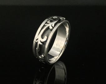 Handgemachter Sterling Silber Vine Spinner Ring - Oxidiertes Bali Design