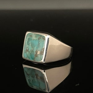 Silver Turquoise Signet Ring // 925 Sterling Silver // Turquoise Signet Ring // Sizes 7 to 12