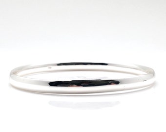 6mm Silver Bangle - Classic Bevelled Silver Bangle - 925 Sterling Silver-- Silver Bangles
