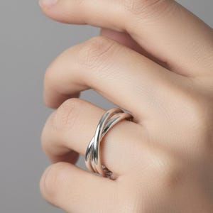 Handmade Sterling Silver Rolling Ring: Three Band Trinity Design