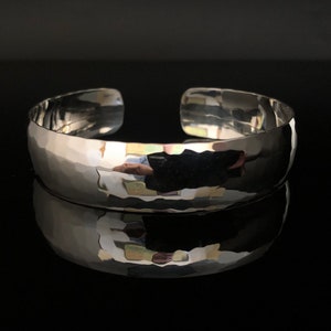 Hammered Silver Cuff Bracelet - 925 Sterling Silver -- Dome Shape -- Silver Cuffs