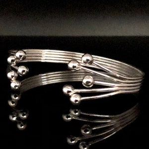 Balls Silver Cuff Bracelet - 925 Sterling Silver-- Silver Cuffs