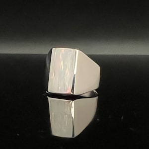 May include: A silver signet ring with a rectangular face.