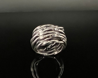 Handmade Wrapped Silver Wire Ring // 925 Sterling Silver // Size 8, 9, 10, 12