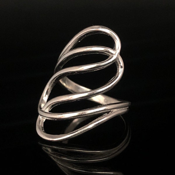 Curves Silver Ring // 925 Sterling Silver // Abstract Curves Silver Ring