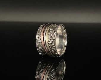 Details about   Tri-Tone Spinner Solid 925 Sterling Silver Ring Beautiful Jewelry S US 8