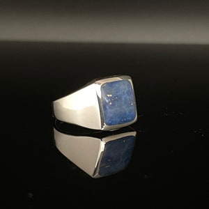 Blue Lapis Signet Ring // 925 Sterling Silver // Sizes 7 to 12 Available // Men’s Lapis Lazuli Ring