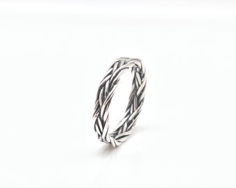 Braided Silver Ring // 925 Sterling Silver // Oxidized