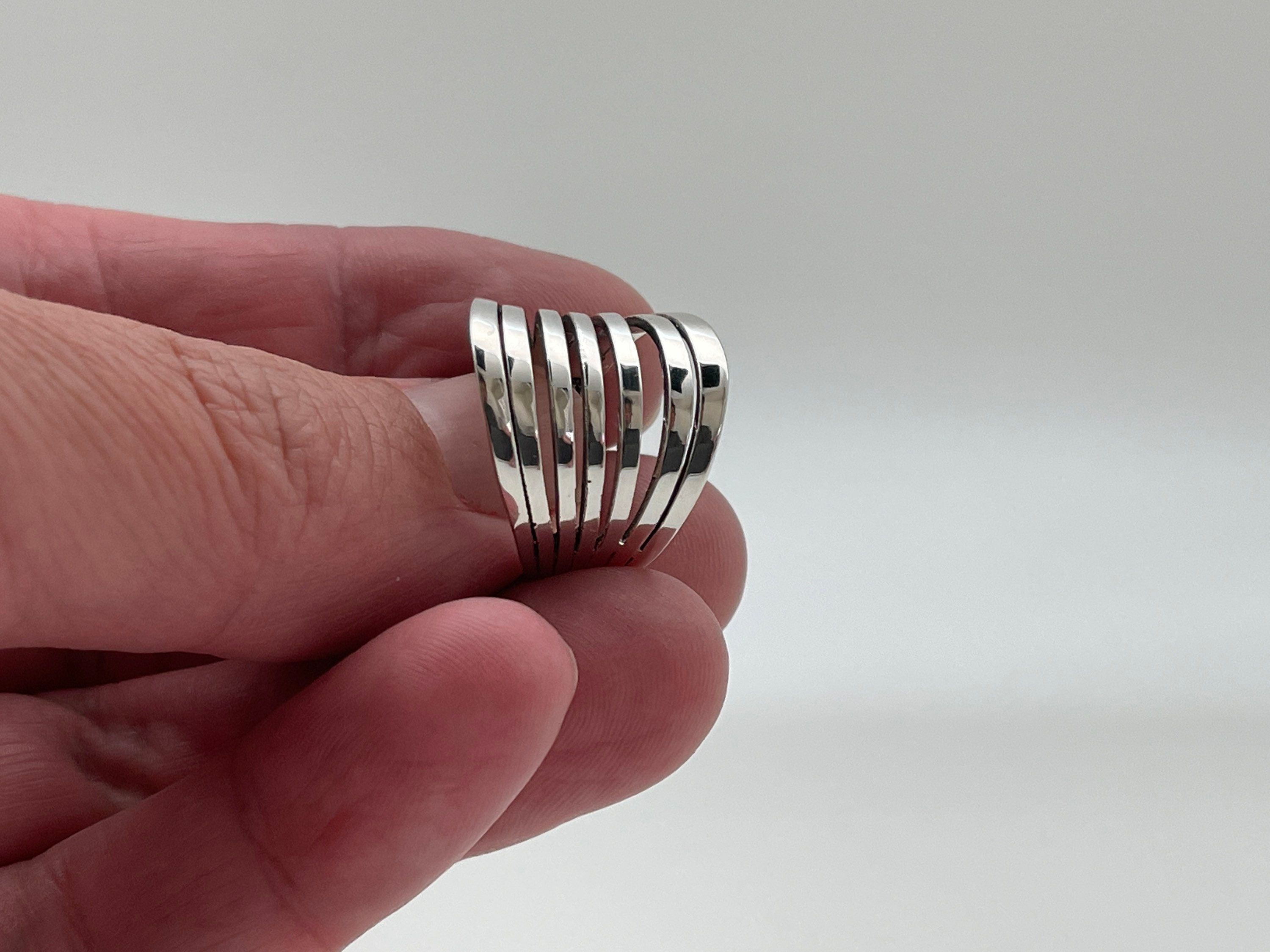 Layered Concave Silver Ring // Sterling Silver // Ring for Women - Etsy