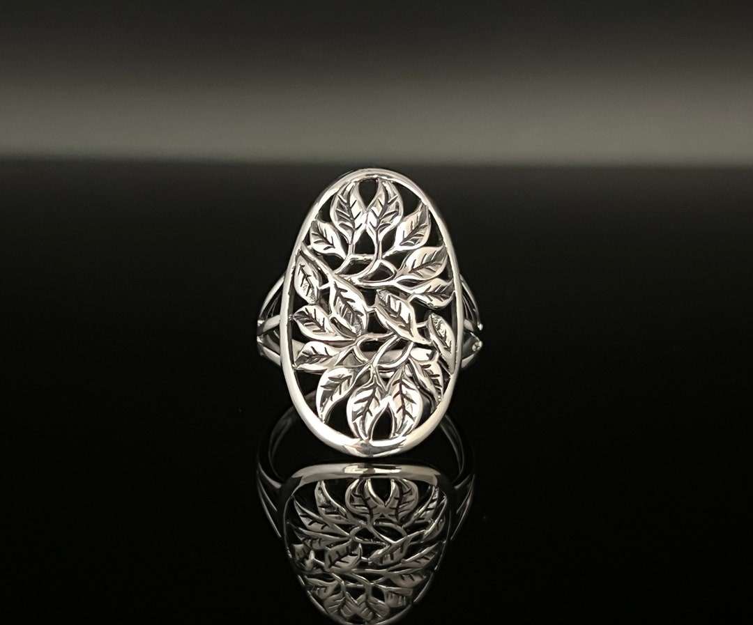 Oxidized Leaves Silver Ring // Leaf Design Silver Ring