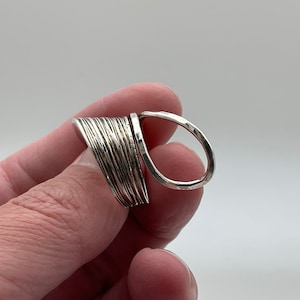 Contemporary Silver Ring // Lightly Hammered Wraparound Silver Ring // 925 Sterling Silver