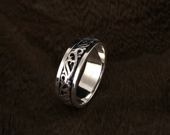Sterling Spin Ring // Bali Vines Pattern Spin Ring // Silver Spinner Ring // 925 Sterling Silver