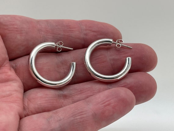 Sterling silver post hoop best sale earrings