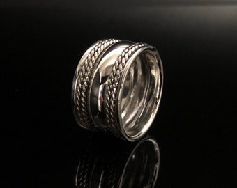 Braided Rope Silver Band Ring // 925 Sterling Silver