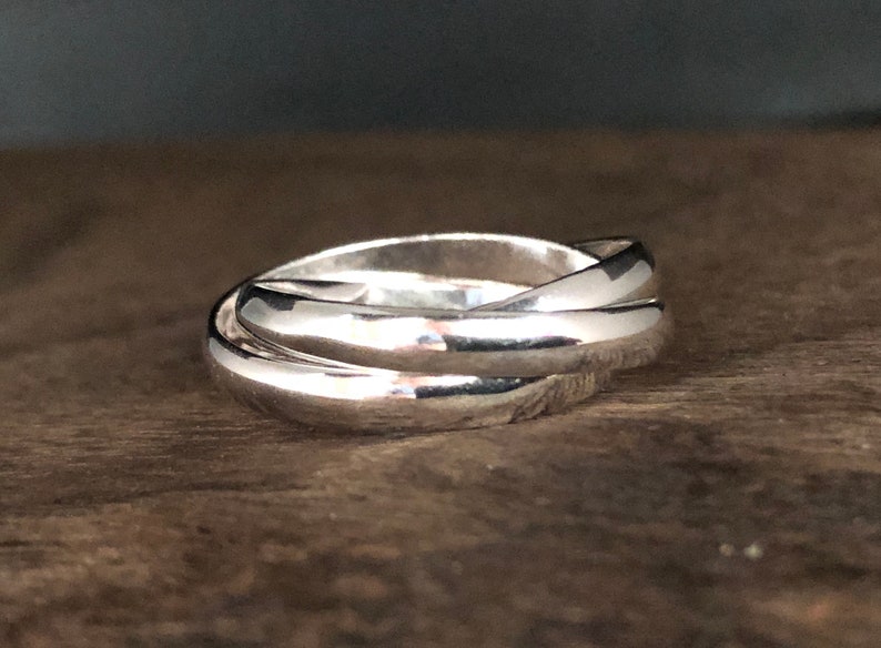 Three Band Rolling Ring // Triple Band Rolling Ring // 925 | Etsy