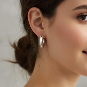 4 mm mal 30 mm hohle Ohrstecker // 925 Sterling Silber