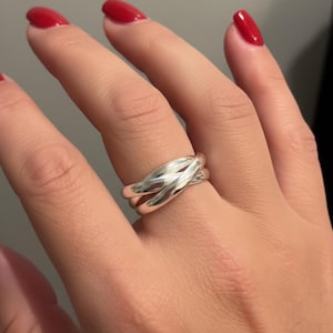 Anello a fascia tripla in argento sterling, minimalismo per tutti i giorni