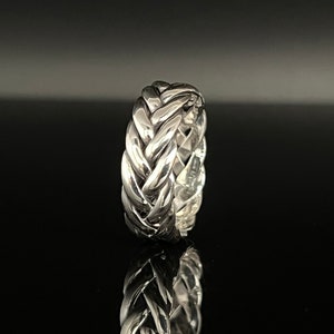 Braided Silver Band Ring / 925 Sterling Silver / Sizes 7 to 13 / Polished