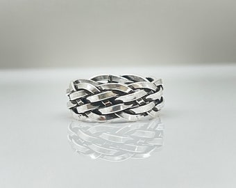 Rustic Braid Silver Ring // 925 Sterling Silver // Oxidized // Mens Ring