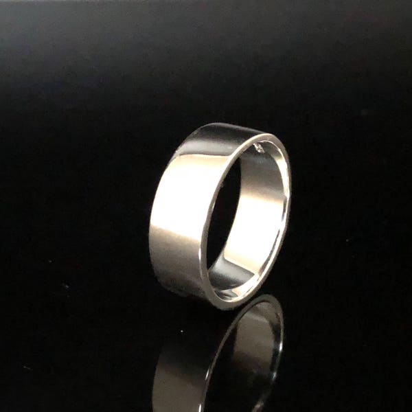 7mm Silver Flat Band Ring // 925 Sterling Silver // Cigar Band Ring // Medium Wide Silver Band Ring // Flat Band Silver Ring