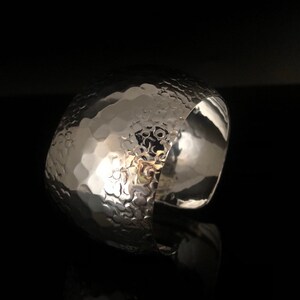 Textured Hammered Sterling Silver Dome Cuff - Size 6.5