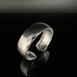 Dome Shape Silver Cuff Bracelet - 925 Sterling Silver - Size 6 to 7 Wrist - 18mm