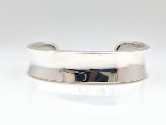 Concave Silver Cuff Bracelet - 925 Sterling Silver -- Silver