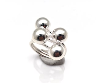 Silver Balls Ring - 925 Sterling Silver - Sterling Sphere Ring - Silver Ball Ring