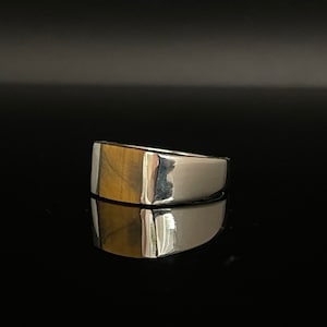 Vierkante zegelring tijgeroog // 925 sterlingzilver // maten 7 t/m 12 beschikbaar // tijgeroogring heren