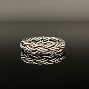 Men&#39;s Braided Silver Band Ring / 925 Sterling Silver / Sizes 7 to 12 / Oxidized