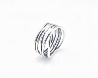 Handmade Oxidized Sterling Silver Multi-Band Ring