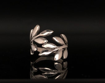 Leaf Design Silver Ring Size 9 Size 10 // Leaf Design Silver Ring // 925 Sterling Silver