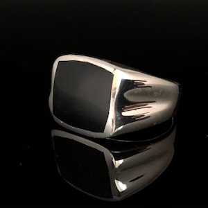 Men's Black Onyx Silver Ring // 925 Sterling Silver