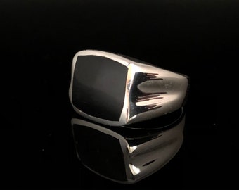 Men's Black Onyx Silver Ring // 925 Sterling Silver